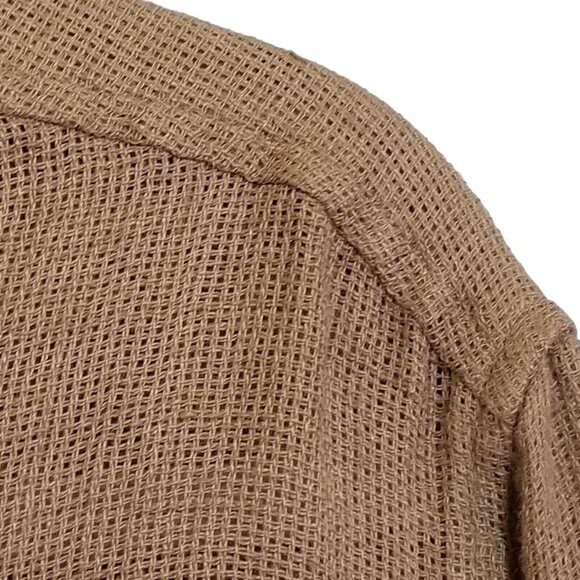 Vtg Windridge Cheryl Nash Womens Top Shirt Size XL Mesh Linen Brown Long Sleeve - Picture 4 of 12